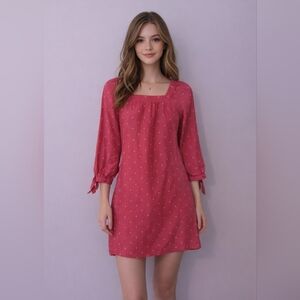 Old Navy Rose White Print Shift Tie Sleeve Mini Dress Size XS